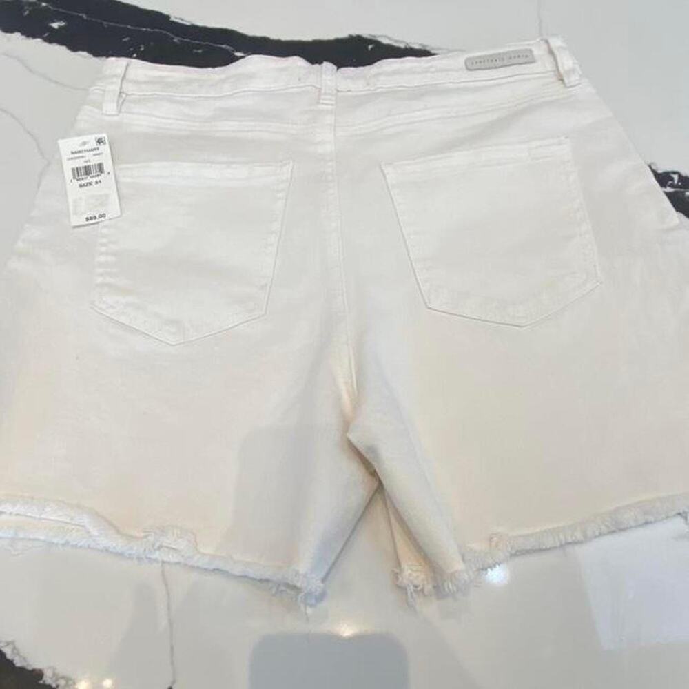 Sanctuary White Raw Hem Shorts